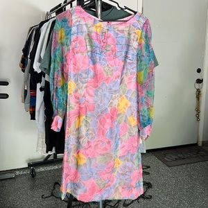 Vintage floral chiffon dress